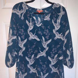 Modcloth White Crane Blouse